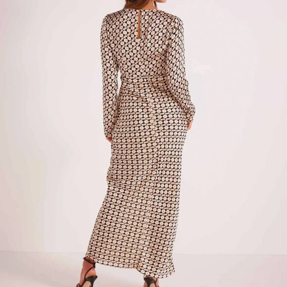 NWT Minkpink geometric print long sleeve midi dress SMALL - Picture 4 of 5